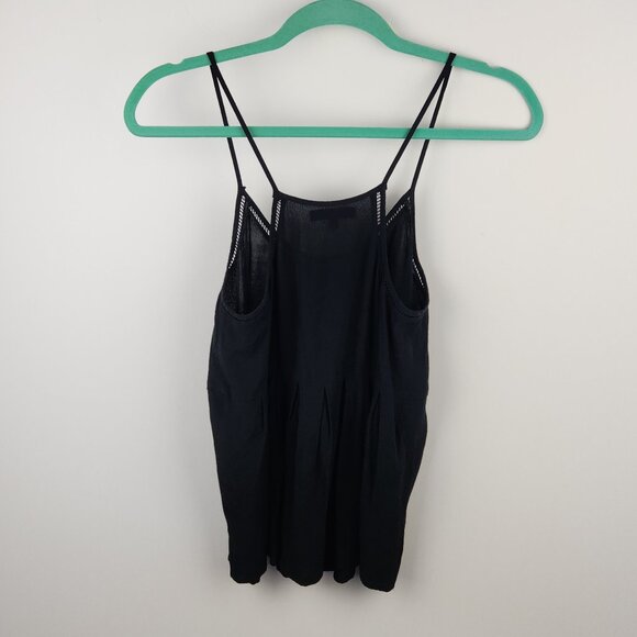 Madewell Black Viscose Lightweight Pleated Racerback Tank Top sz S - Picture 2 of 9